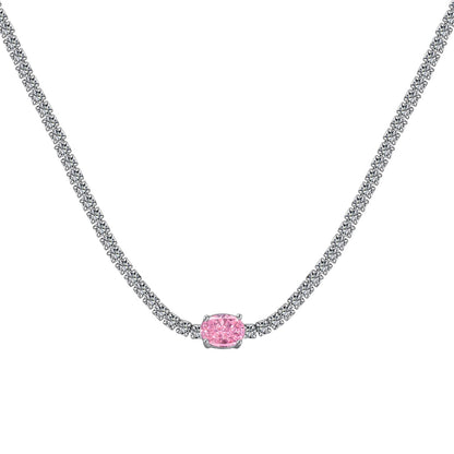 Pomuse 1.0 Carat Shining Oval Cut Necklace