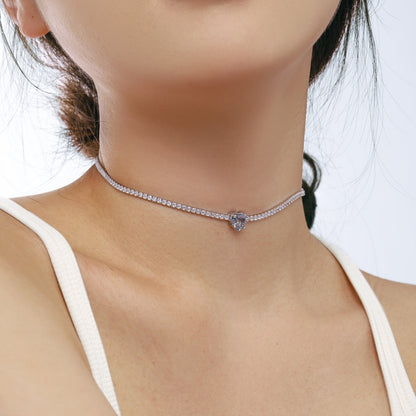 Pomuse 2.0 Carat Sparkling Tennis Heart Cut Necklace