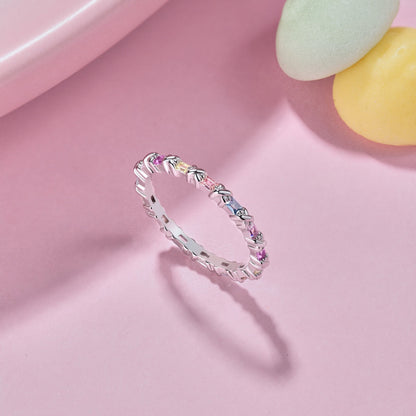 Pomuse Charming Colorful Round Cut Daily Ring