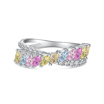 Pomuse Unique Colorful Marquise Cut Daily Ring