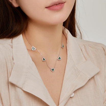 Pomuse Sparkling Five Heart Necklace