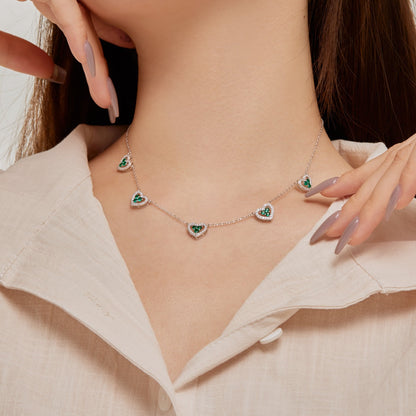 Pomuse Sparkling Five Heart Necklace