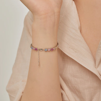Pomuse Delicate Colorful Emerald Cut Daily Bracelet