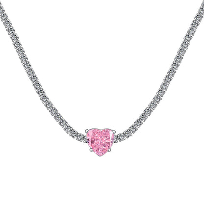Pomuse 2.0 Carat Sparkling Tennis Heart Cut Necklace