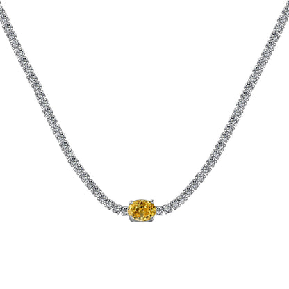 Pomuse 1.0 Carat Shining Oval Cut Necklace