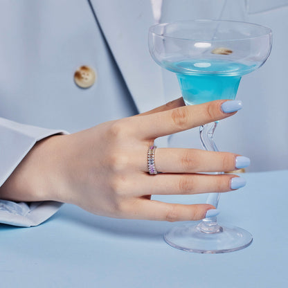 Pomuse Splashy Ornate Emerald Cut Cocktail Ring