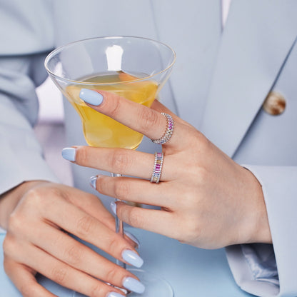 Pomuse Splashy Ornate Emerald Cut Cocktail Ring