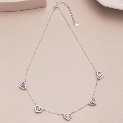 Pomuse Sparkling Five Heart Necklace
