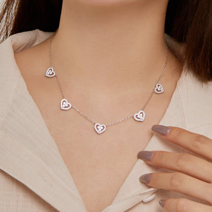 Pomuse Sparkling Five Heart Necklace