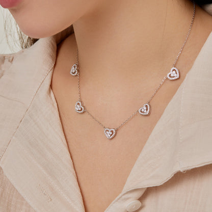Pomuse Sparkling Five Heart Necklace