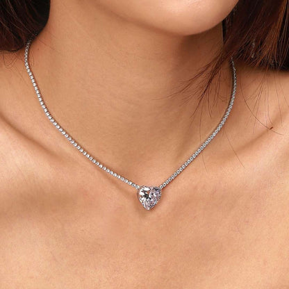 Pomuse 8.0 Carat Versatile Colorful Sweet Heart-Shaped Tennis Necklace