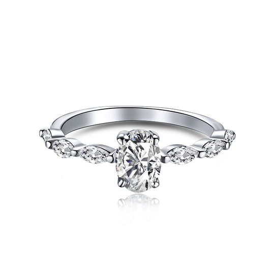 Pomuse 0.75 Carat Luxurious Vibrant Elongated Cushion Cut Daily Ring
