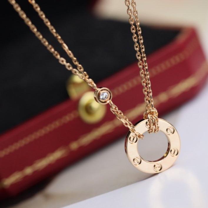 Pomuse LOVE NECKLACE ADJUSTABLE ROSE GOLD 2 DIAMOND