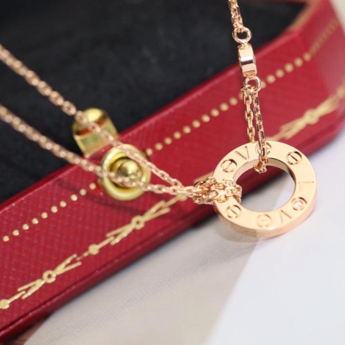 Pomuse LOVE NECKLACE ADJUSTABLE ROSE GOLD 2 DIAMOND