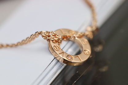 Pomuse LOVE NECKLACE ADJUSTABLE ROSE GOLD 2 DIAMOND