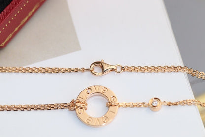 Pomuse LOVE NECKLACE ADJUSTABLE ROSE GOLD 2 DIAMOND