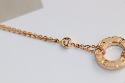 Pomuse LOVE NECKLACE ADJUSTABLE ROSE GOLD 2 DIAMOND