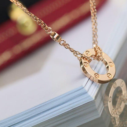 Pomuse LOVE NECKLACE ADJUSTABLE ROSE GOLD 2 DIAMOND