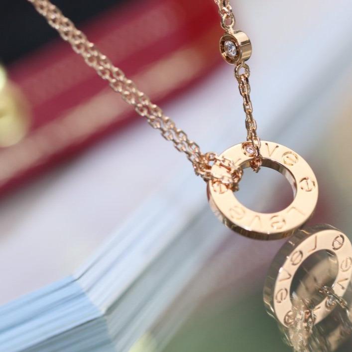 Pomuse LOVE NECKLACE ADJUSTABLE ROSE GOLD 2 DIAMOND