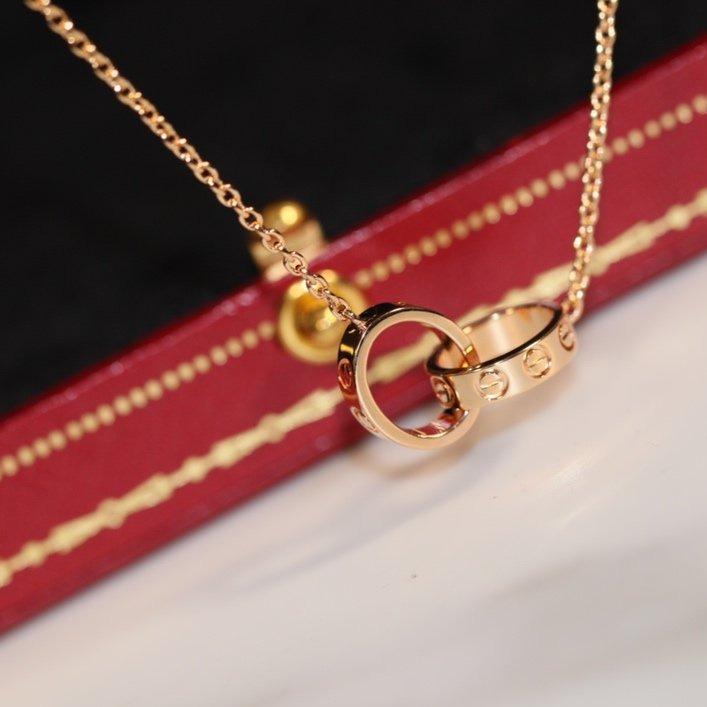 Pomuse LOVE NECKLACE PINK GOLD AND SILVER