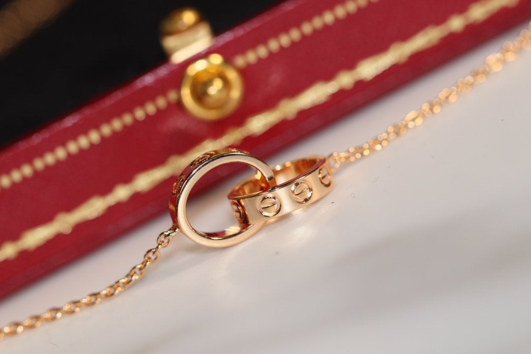 Pomuse LOVE NECKLACE PINK GOLD AND SILVER