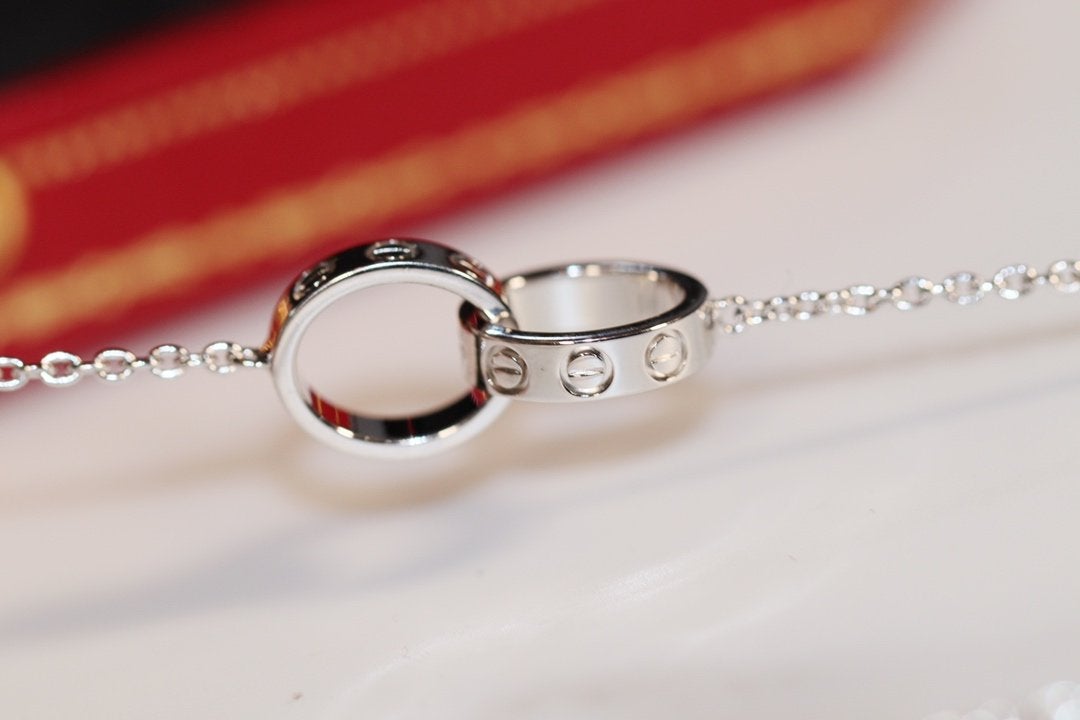 Pomuse LOVE NECKLACE PINK GOLD AND SILVER