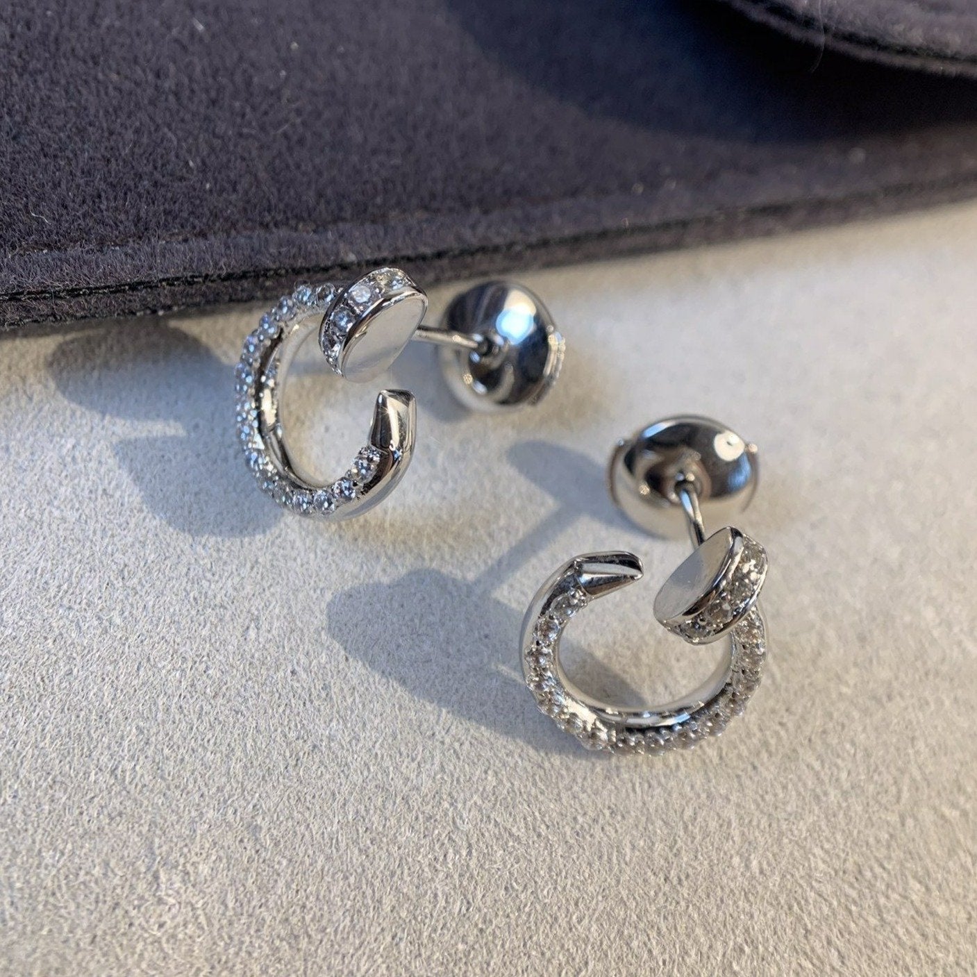 Pomuse JUSTE EARRINGS SILVER DIAMONDS