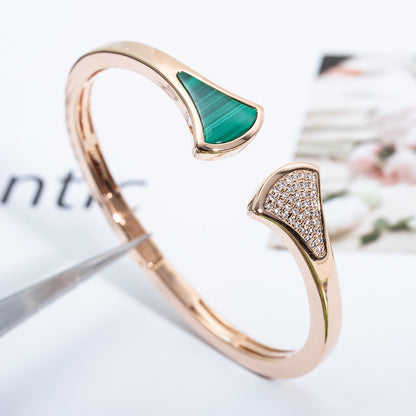 Pomuse DREAM BRACELET OPEN MALACHITE PINK GOLD