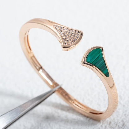 Pomuse DREAM BRACELET OPEN MALACHITE PINK GOLD