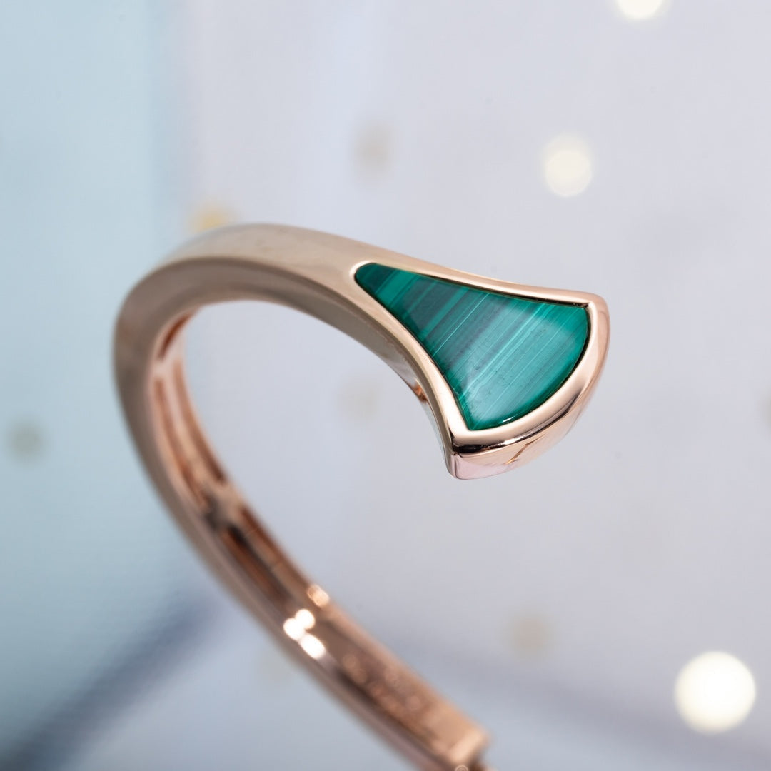 Pomuse DREAM BRACELET OPEN MALACHITE PINK GOLD