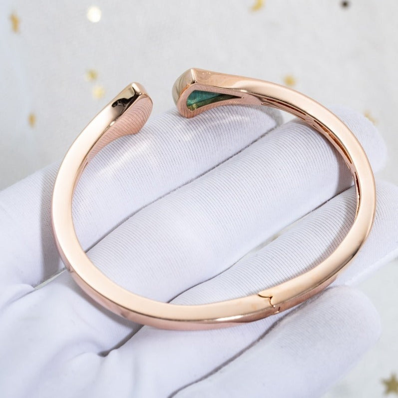Pomuse DREAM BRACELET OPEN MALACHITE PINK GOLD