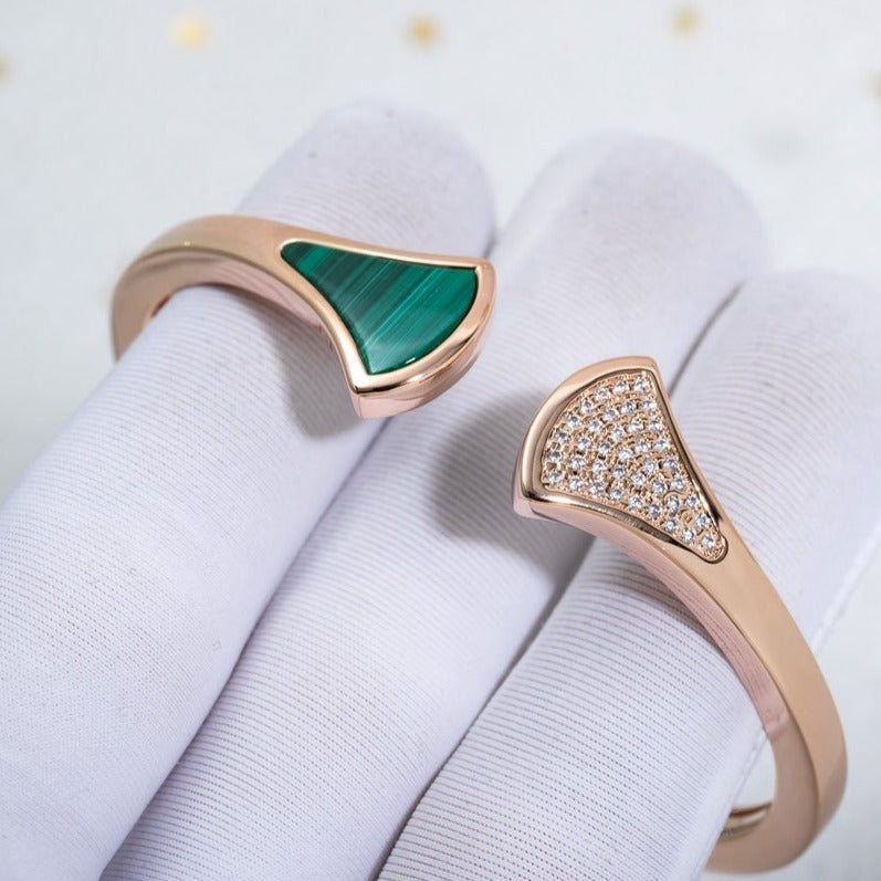 Pomuse DREAM BRACELET OPEN MALACHITE PINK GOLD