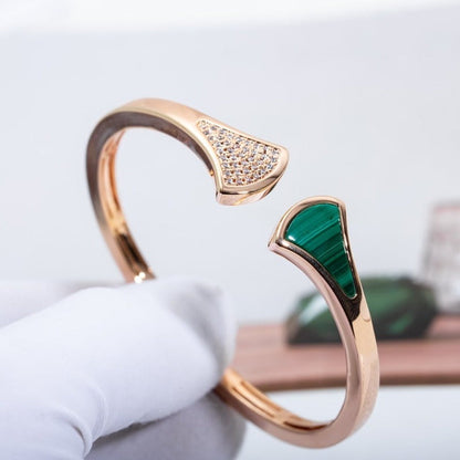 Pomuse DREAM BRACELET OPEN MALACHITE PINK GOLD