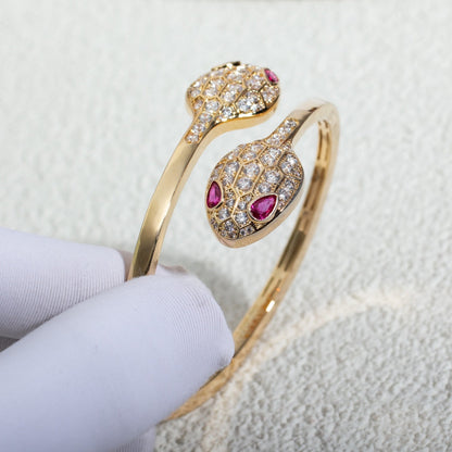 Pomuse SERPENTI BRACELET PINK GOLD DIAMOND DOUBLE SNAKE