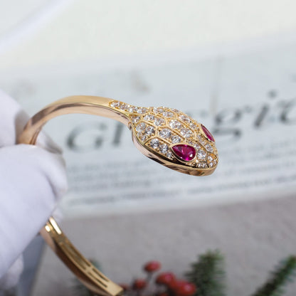 Pomuse SERPENTI BRACELET PINK GOLD DIAMOND DOUBLE SNAKE