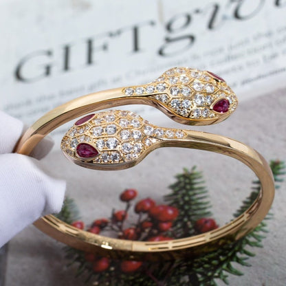 Pomuse SERPENTI BRACELET PINK GOLD DIAMOND DOUBLE SNAKE