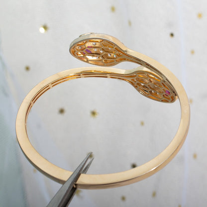 Pomuse SERPENTI BRACELET PINK GOLD DIAMOND DOUBLE SNAKE
