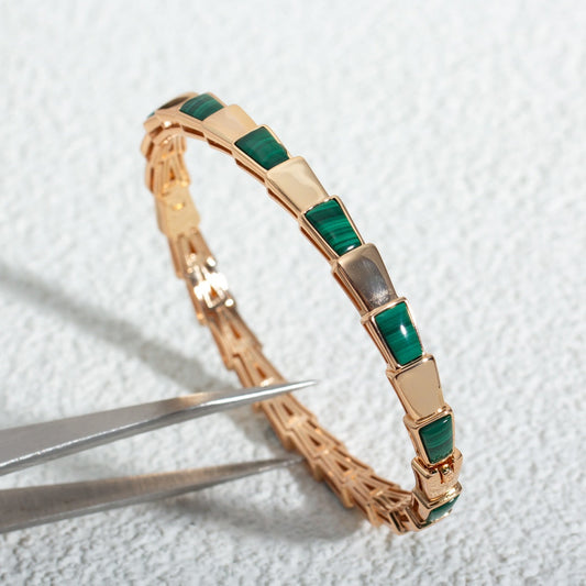 Pomuse SERPENTI BRACELET PINK GOLD MALACHITE 6MM