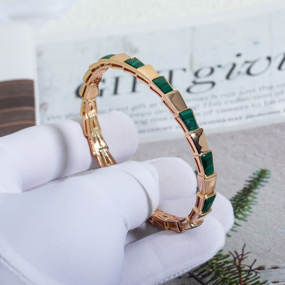 Pomuse SERPENTI BRACELET PINK GOLD MALACHITE 6MM