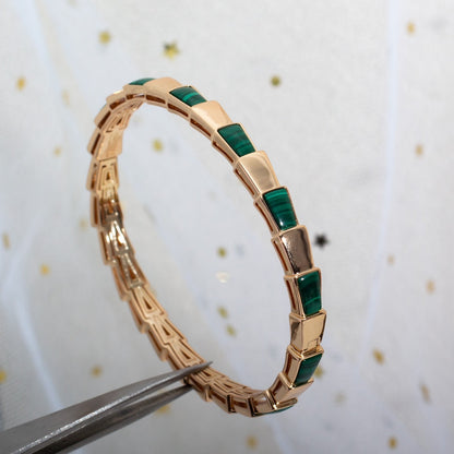 Pomuse SERPENTI BRACELET PINK GOLD MALACHITE 6MM