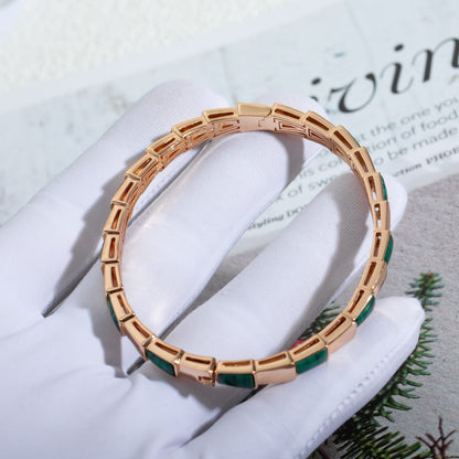 Pomuse SERPENTI BRACELET PINK GOLD MALACHITE 6MM