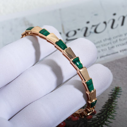 Pomuse SERPENTI BRACELET PINK GOLD MALACHITE 6MM