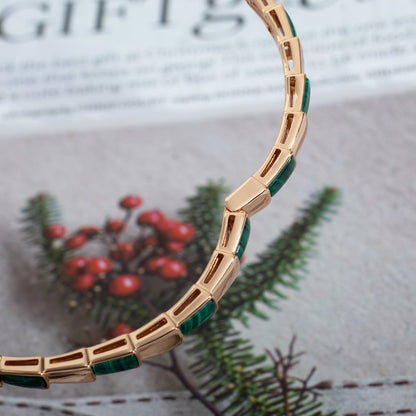 Pomuse SERPENTI BRACELET PINK GOLD MALACHITE 6MM