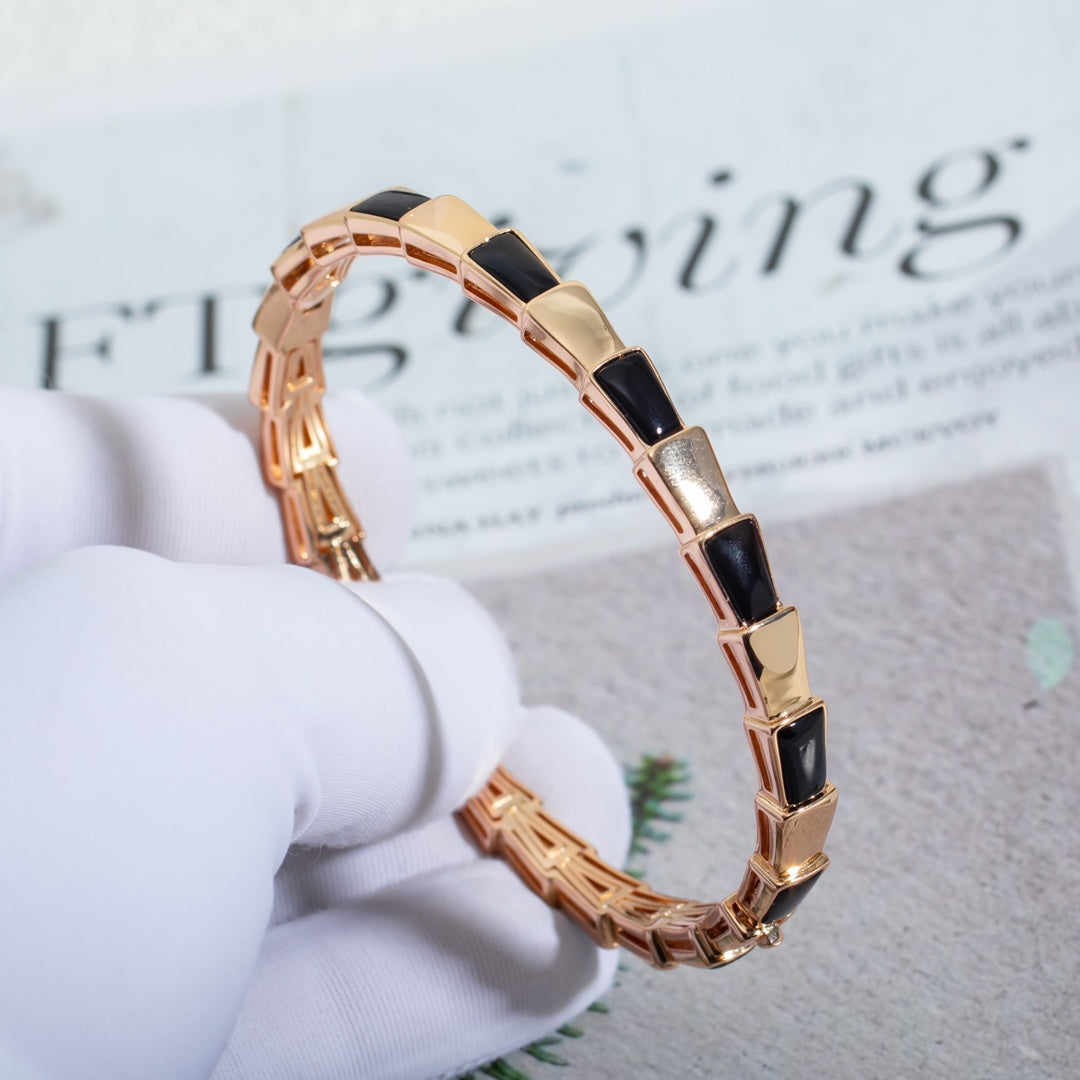 Pomuse SERPENTI BRACELET PINK GOLD ONYX 6MM