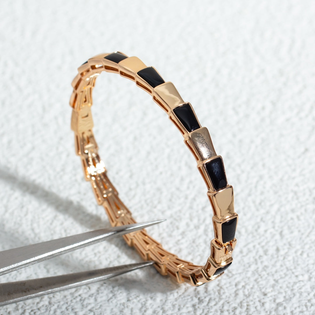 Pomuse SERPENTI BRACELET PINK GOLD ONYX 6MM