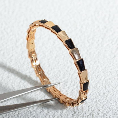 Pomuse SERPENTI BRACELET PINK GOLD ONYX 6MM