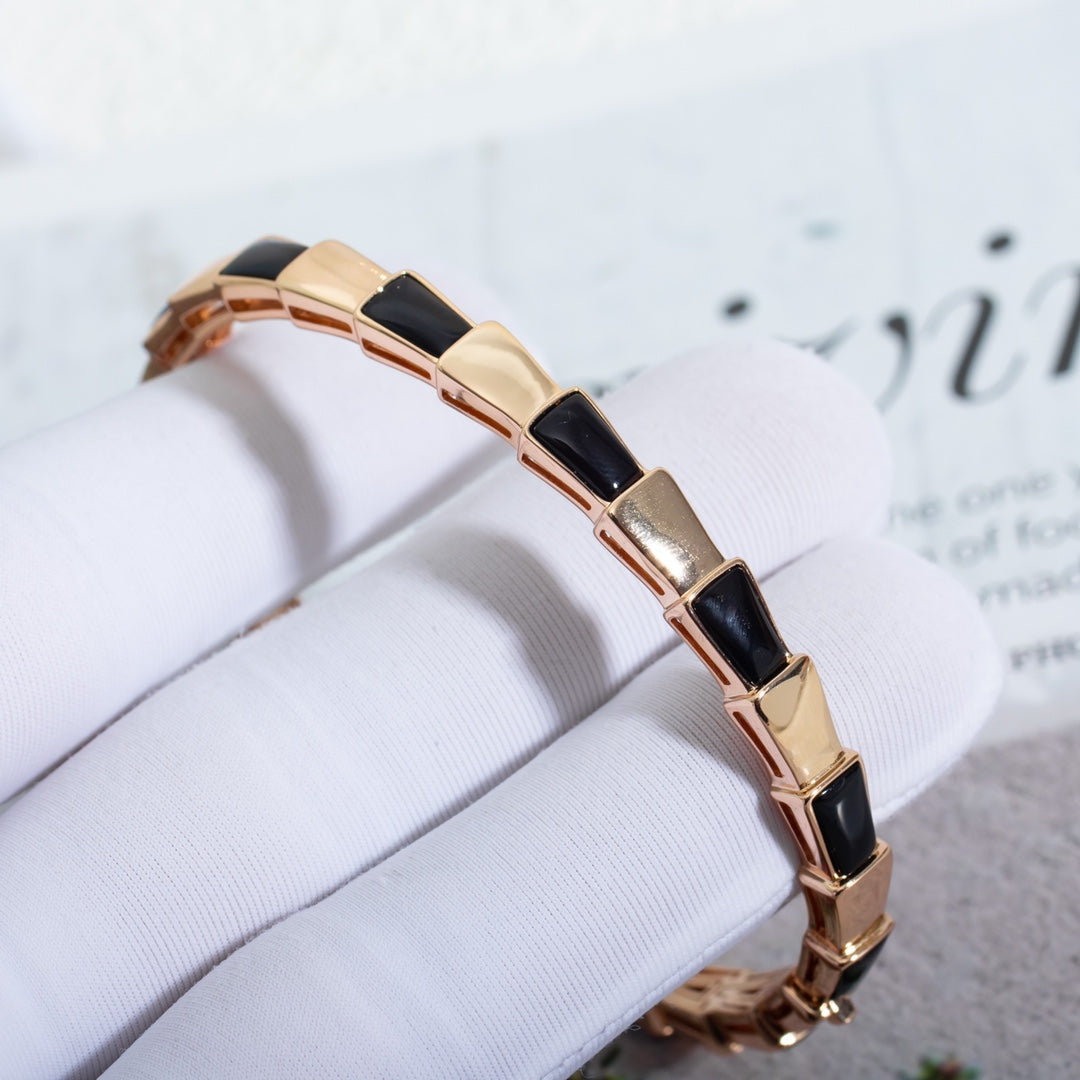 Pomuse SERPENTI BRACELET PINK GOLD ONYX 6MM