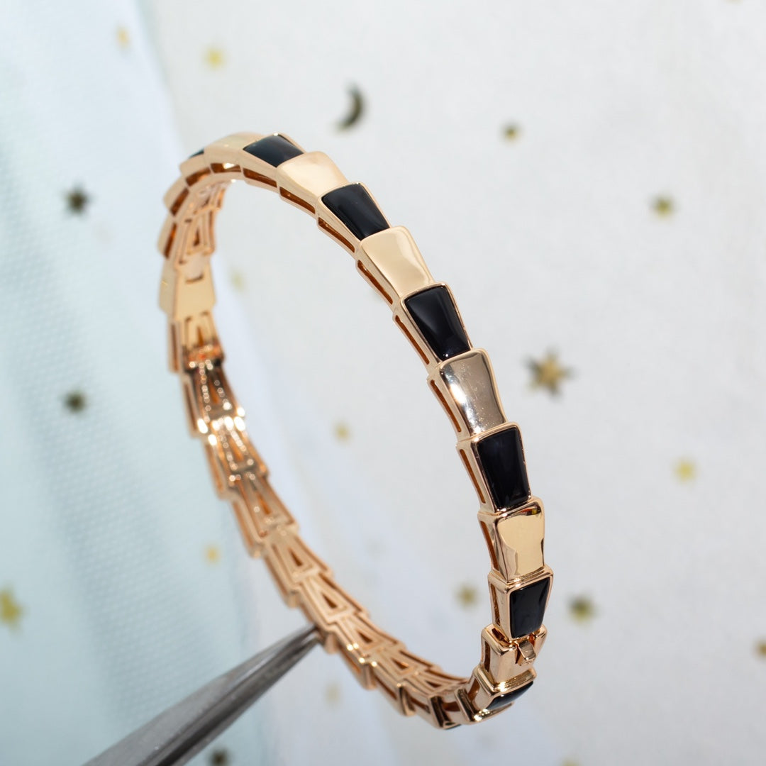 Pomuse SERPENTI BRACELET PINK GOLD ONYX 6MM