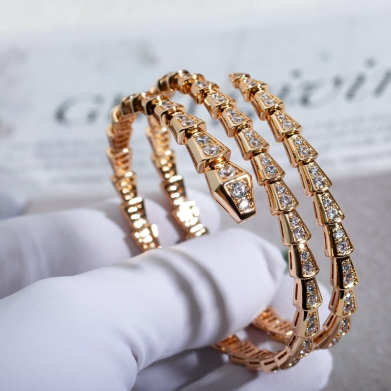 Pomuse SERPENTI BRACELET PINK GOLD DIAMOND DOUBLE ROW