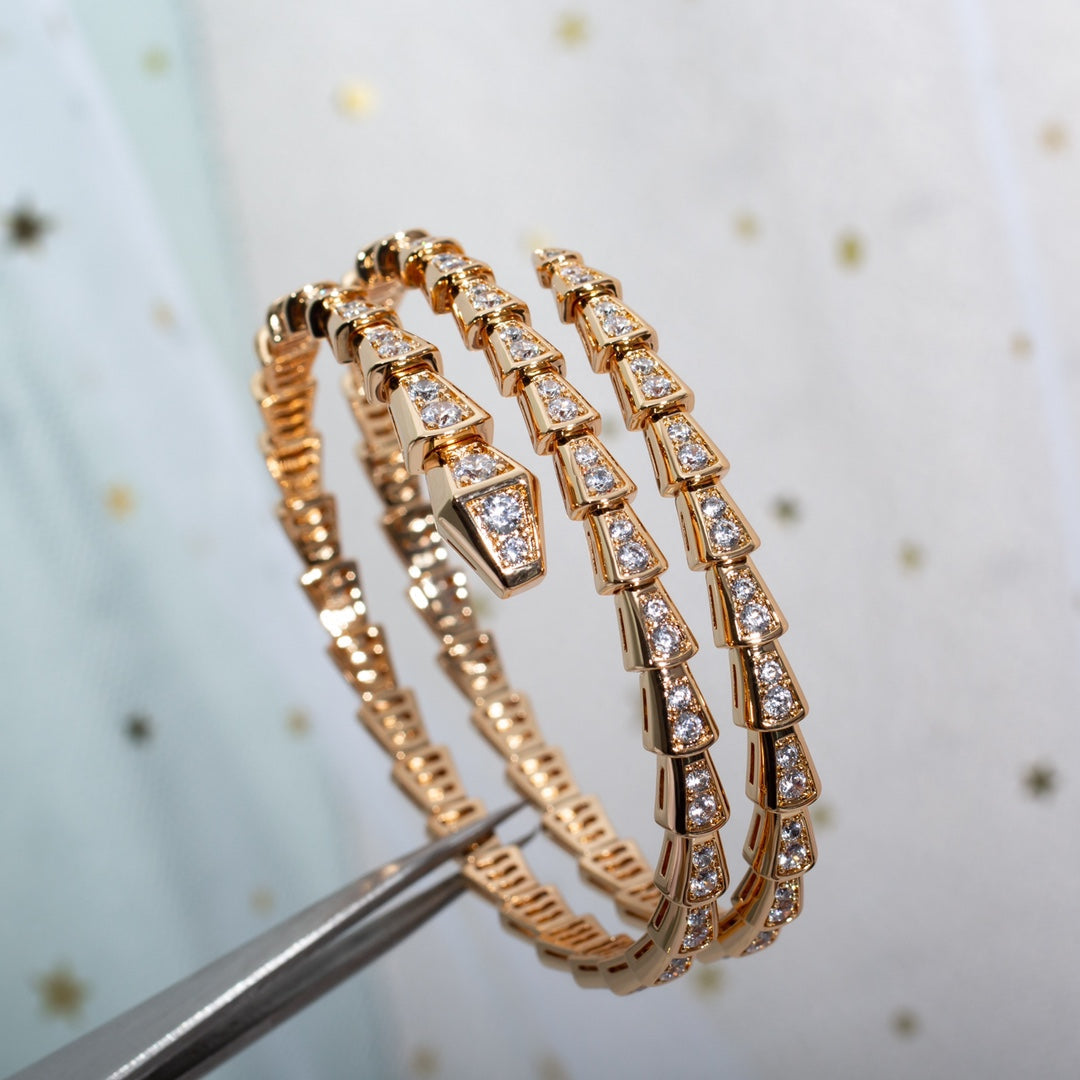 Pomuse SERPENTI BRACELET PINK GOLD DIAMOND DOUBLE ROW